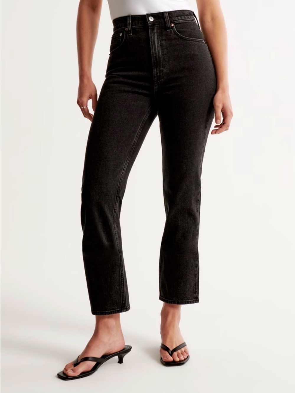 Abercrombie & Fitch High-Rise Straight Leg Jeans - Black